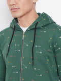  Aesthetic Bodies Men Green & White Printed Hooded Sweatshirt