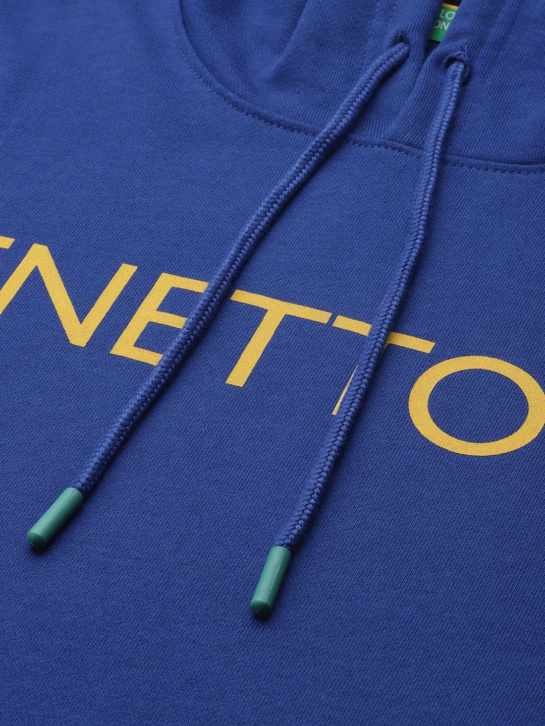  United Colors Of Benetton Men Blue Solid Hooded Sweatshirt