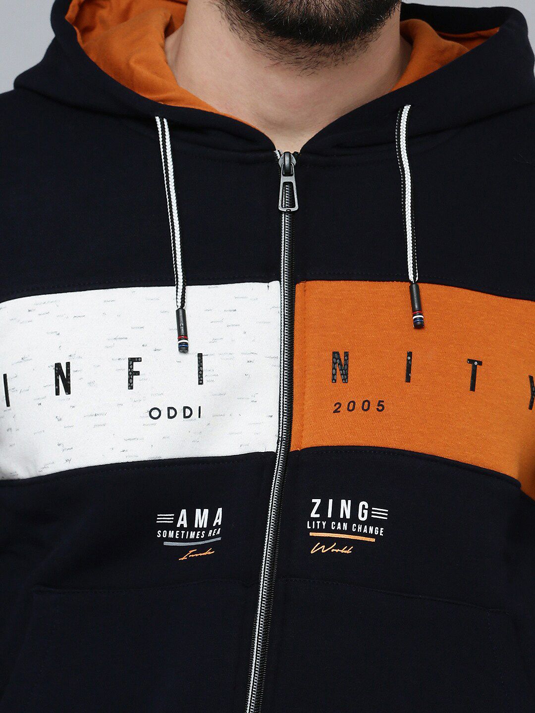  SHOWOFF Typography Printed Hooded Neck Cotton Sweatshirt