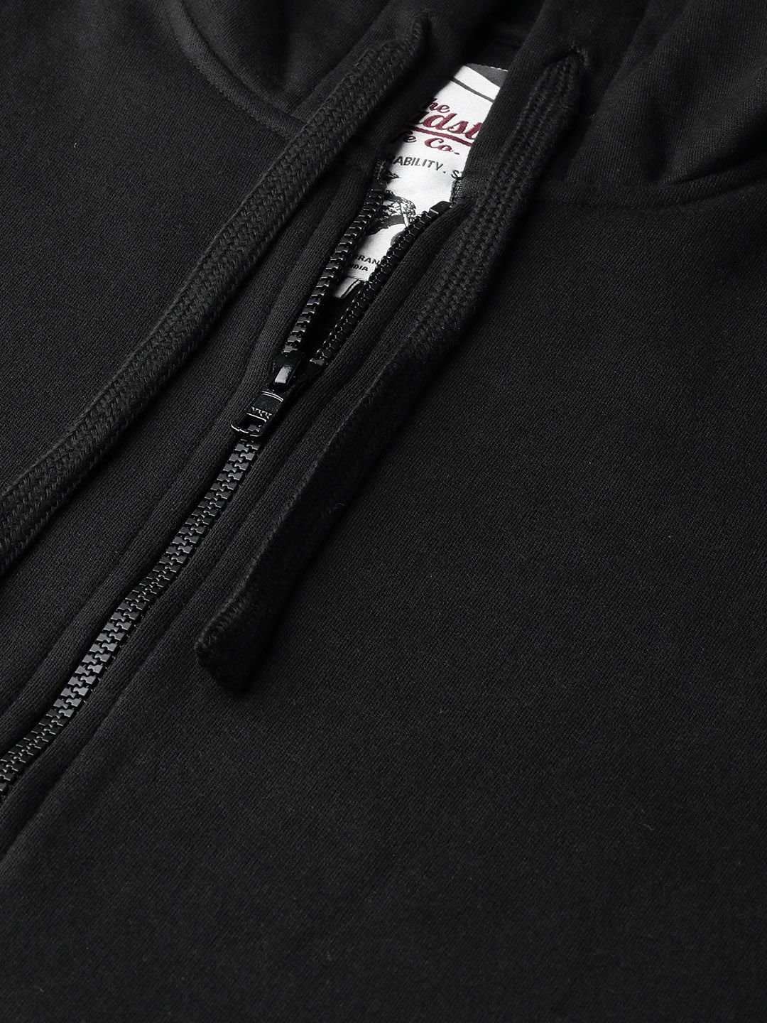  Roadster Men Black Solid Hooded Sweatshirt