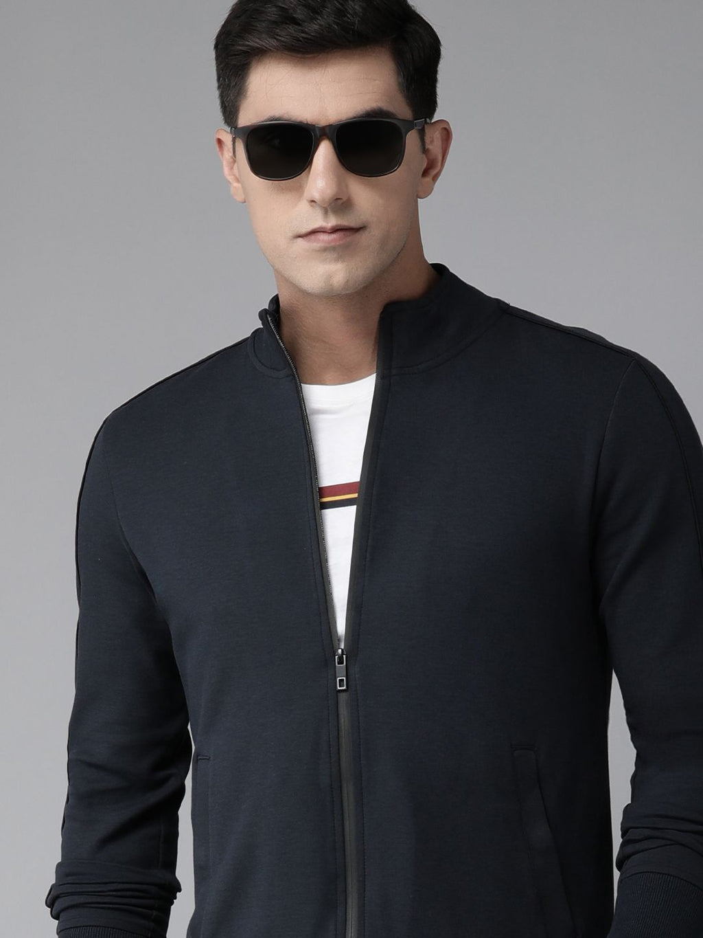  Arrow Men Solid Front-Open Sweatshirt