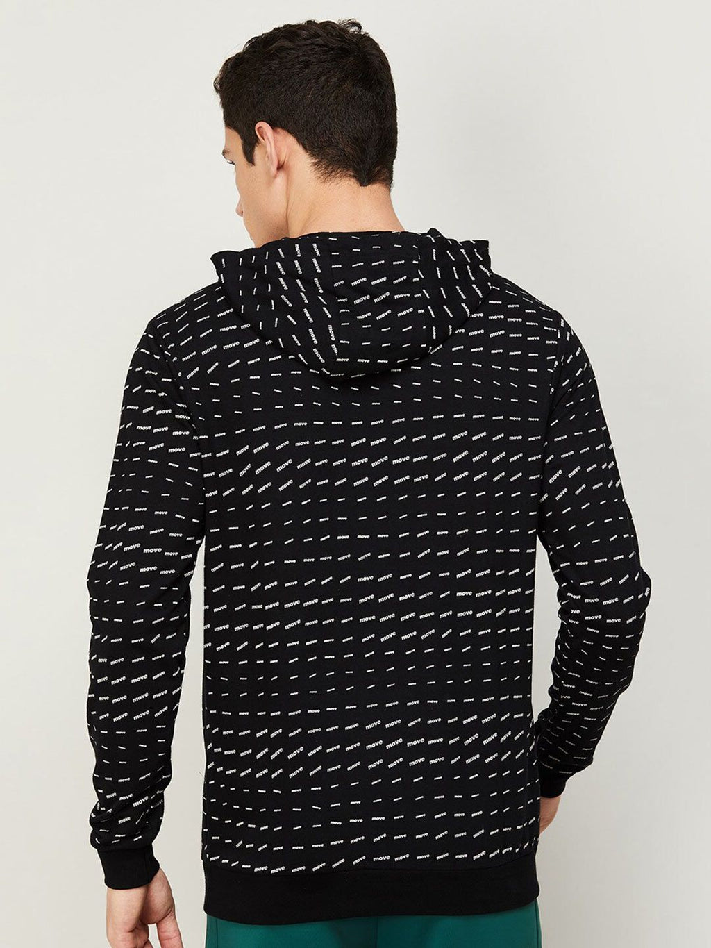  Kappa Men Black Printed Hooded Cotton Sweatshirt