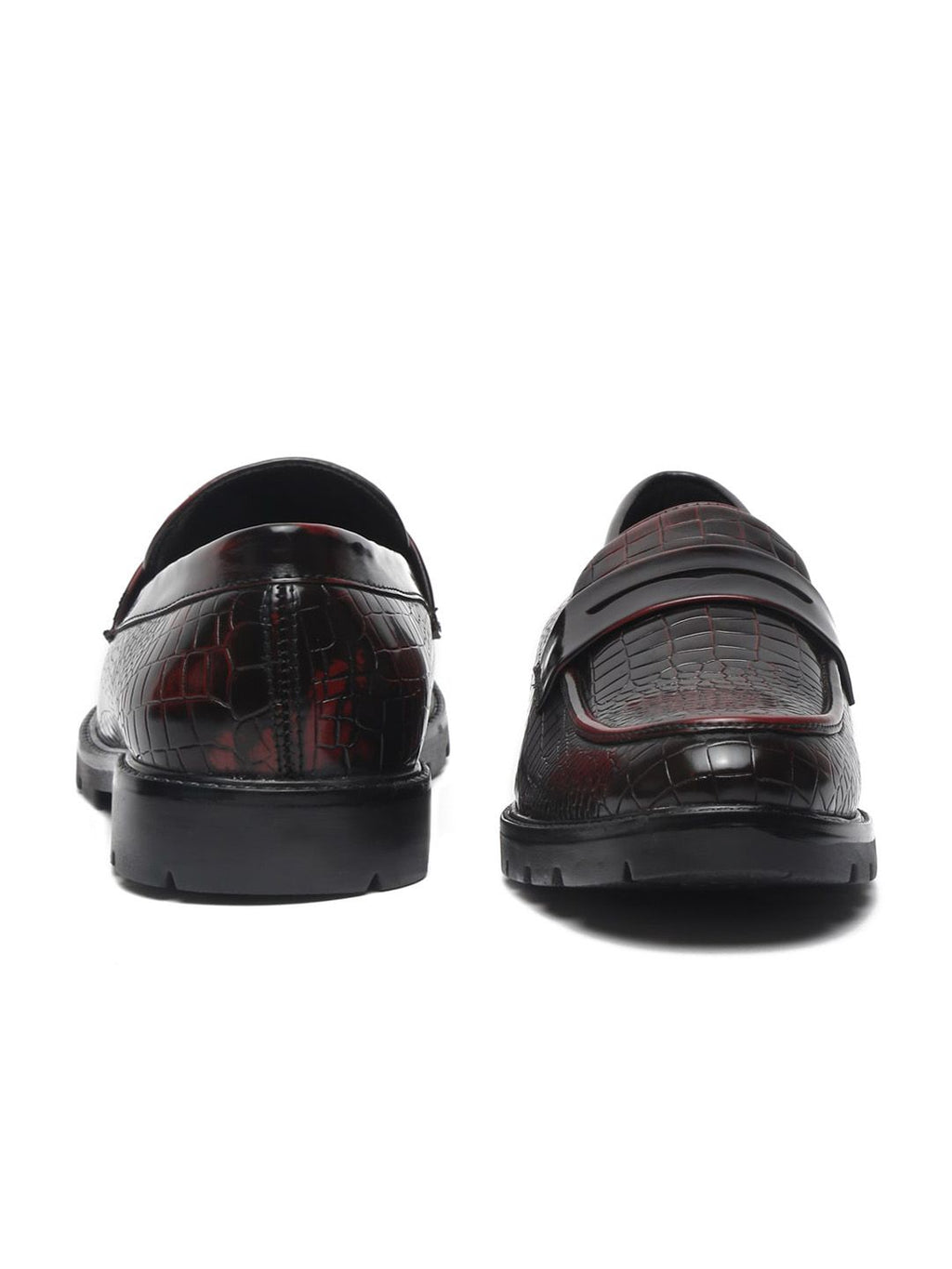  MUTAQINOTI Men Textured Vegan Leather Formal Loafers
