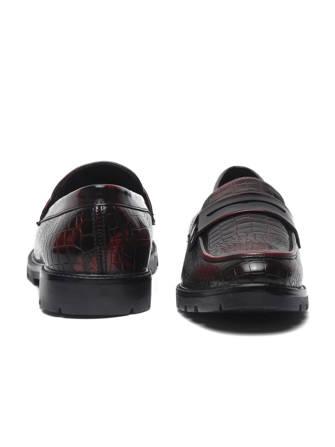  MUTAQINOTI Men Textured Vegan Leather Formal Loafers