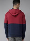  French Connection Men Red Colourblocked Hooded Sweatshirt