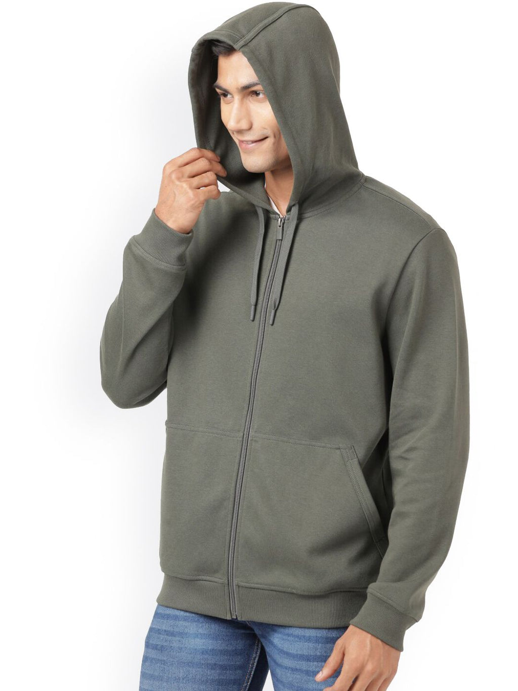  Jockey Men Green Hooded Sweatshirt
