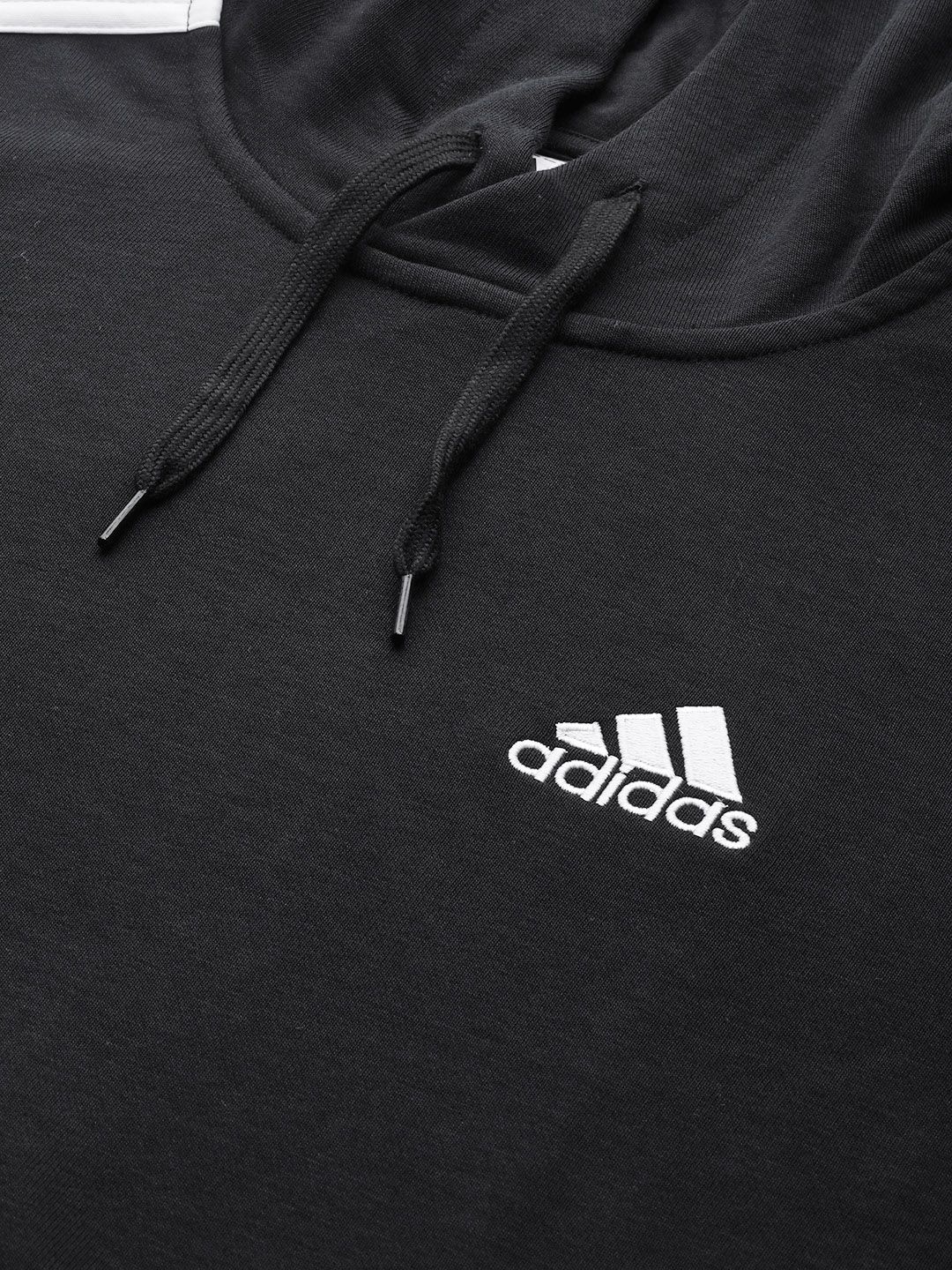  ADIDAS Men Black 3-Stripe FT Hooded Solid Sweatshirt
