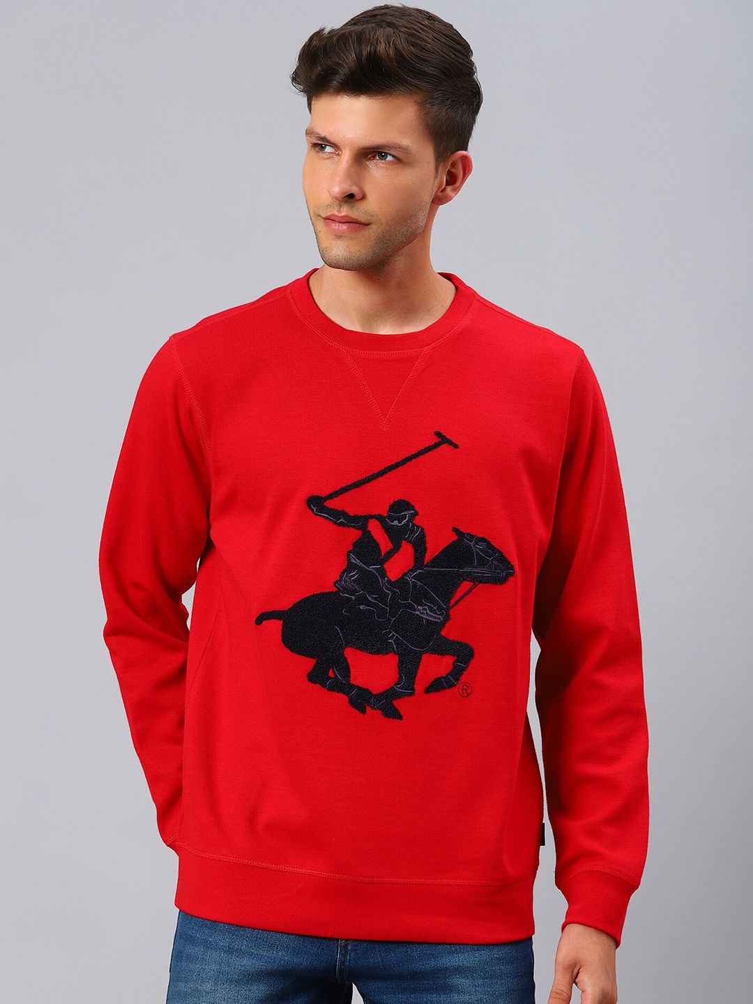  Beverly Hills Polo Club Men Red Printed Sweatshirt