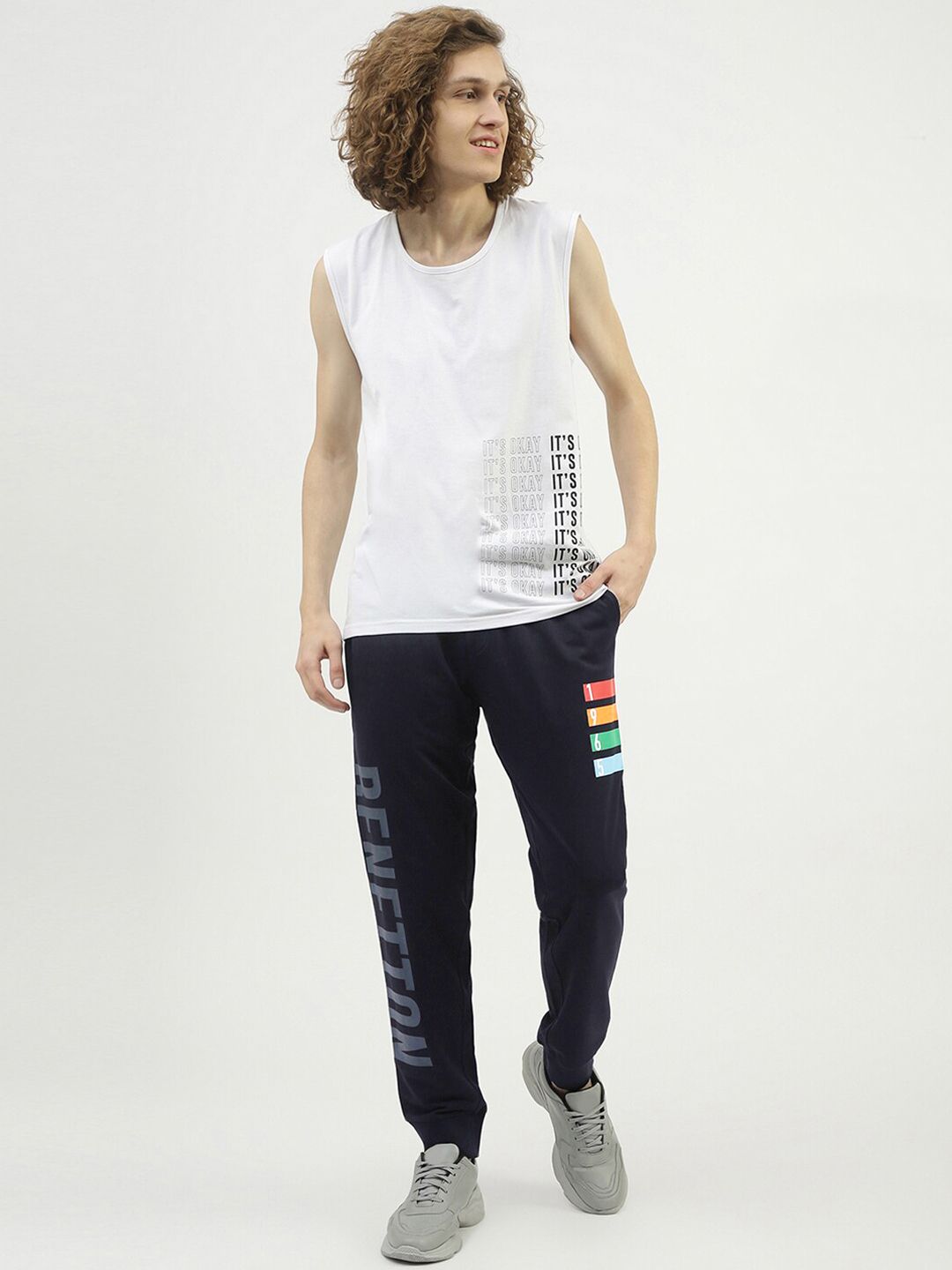  United Colors Of Benetton Men Printed Cotton Joggers