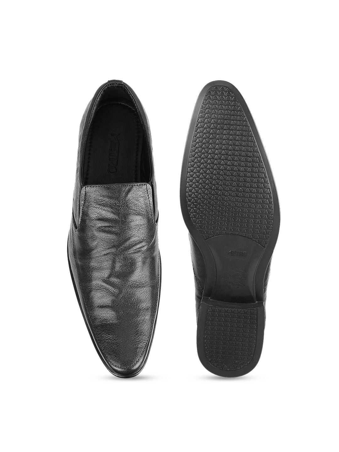  Metro Men Textured Formal Slip-On Shoes
