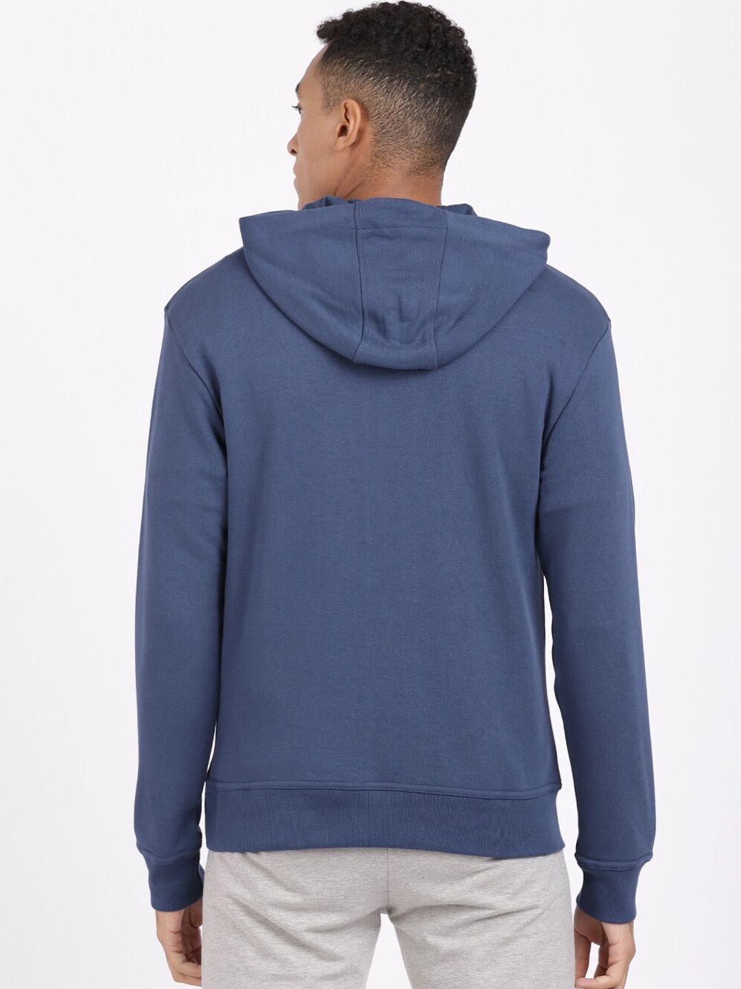  Head Men Blue Printed Hooded Sweatshirt