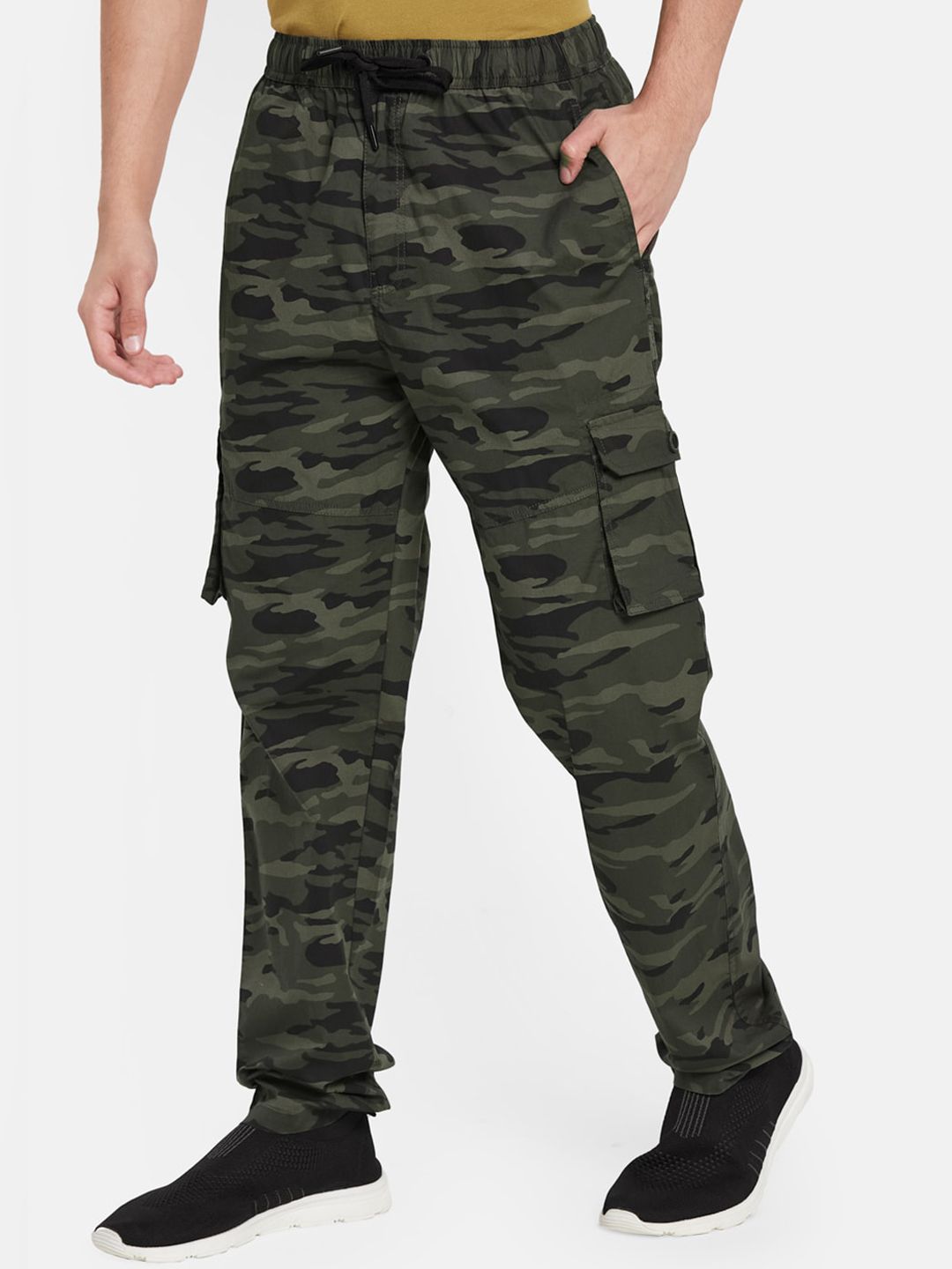  Octave Men Regular Fit Camouflage Printed Pure Cotton Track Pants