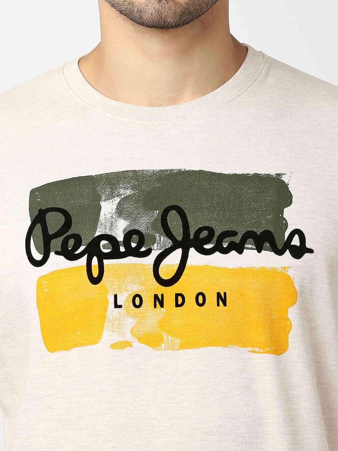  Pepe Jeans Men White Printed Cotton Sweatshirt