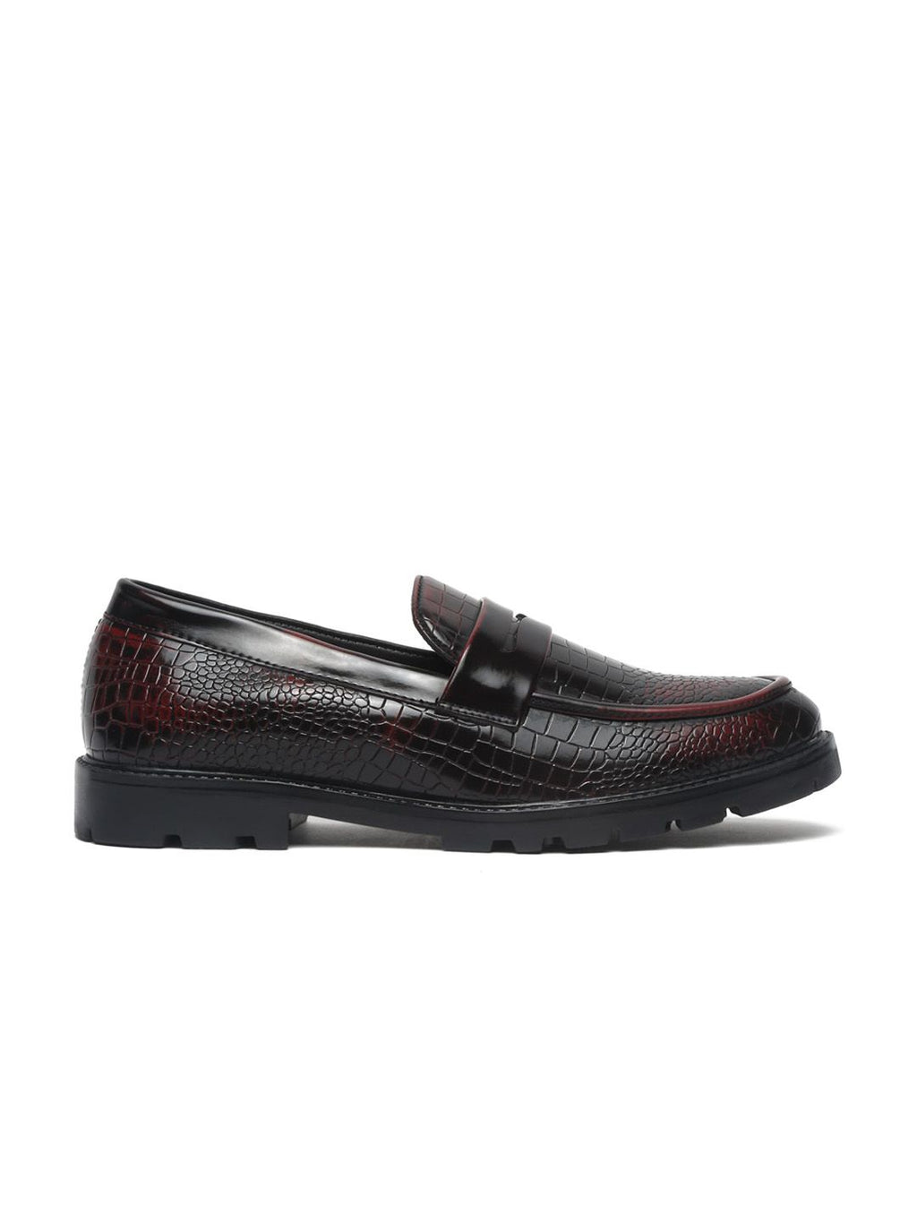  MUTAQINOTI Men Textured Vegan Leather Formal Loafers
