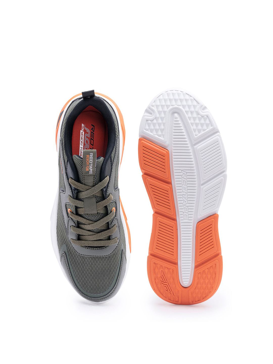  Red Tape Men Olive Green Mesh Walking Shoes
