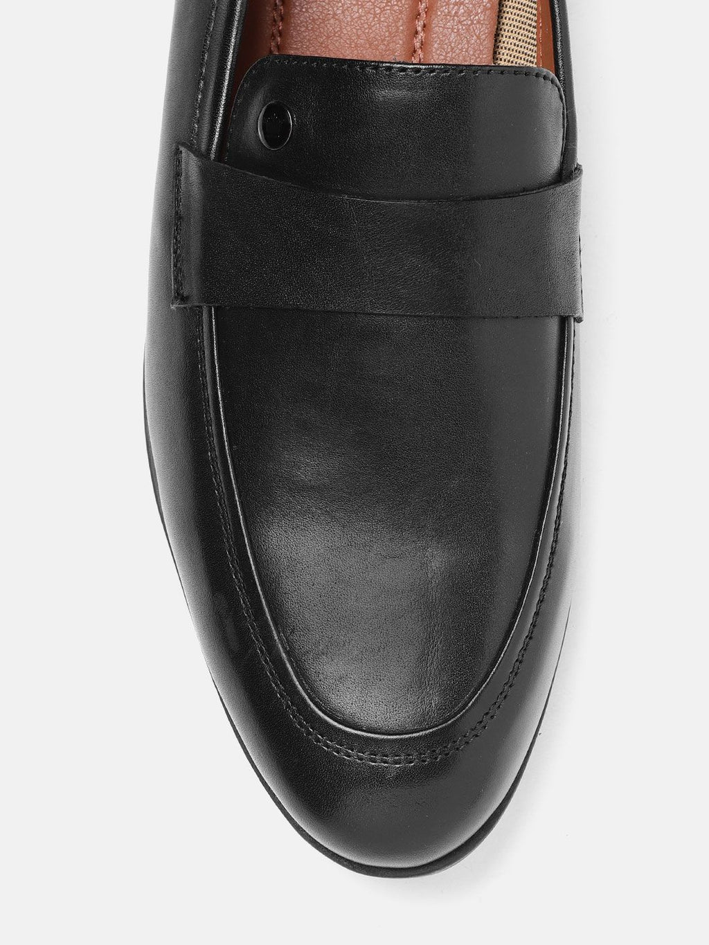  Louis Philippe Men Black Leather Formal Slip-Ons