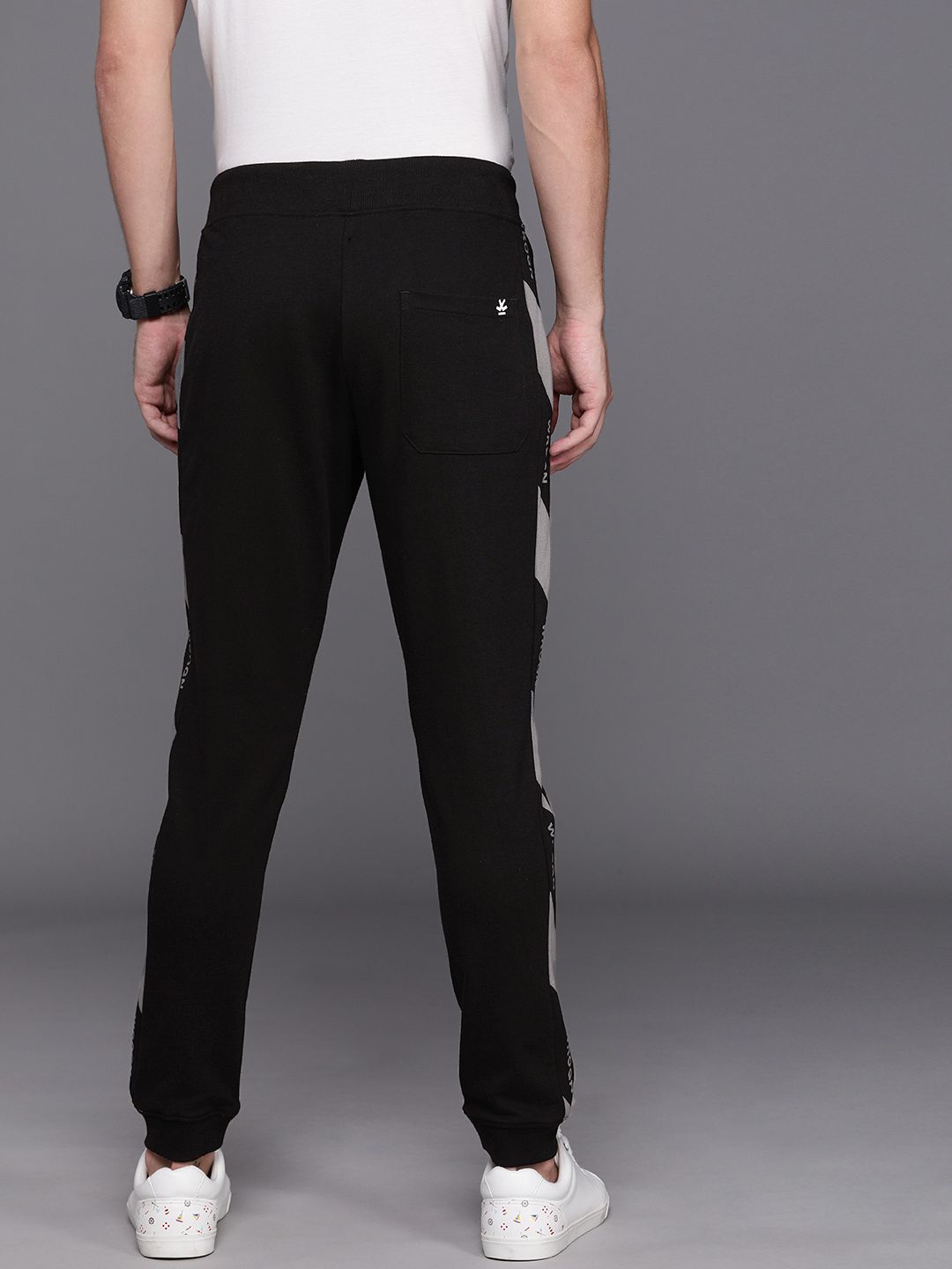  WROGN Men Black Solid Slim Fit Joggers With Printed Side Stripe