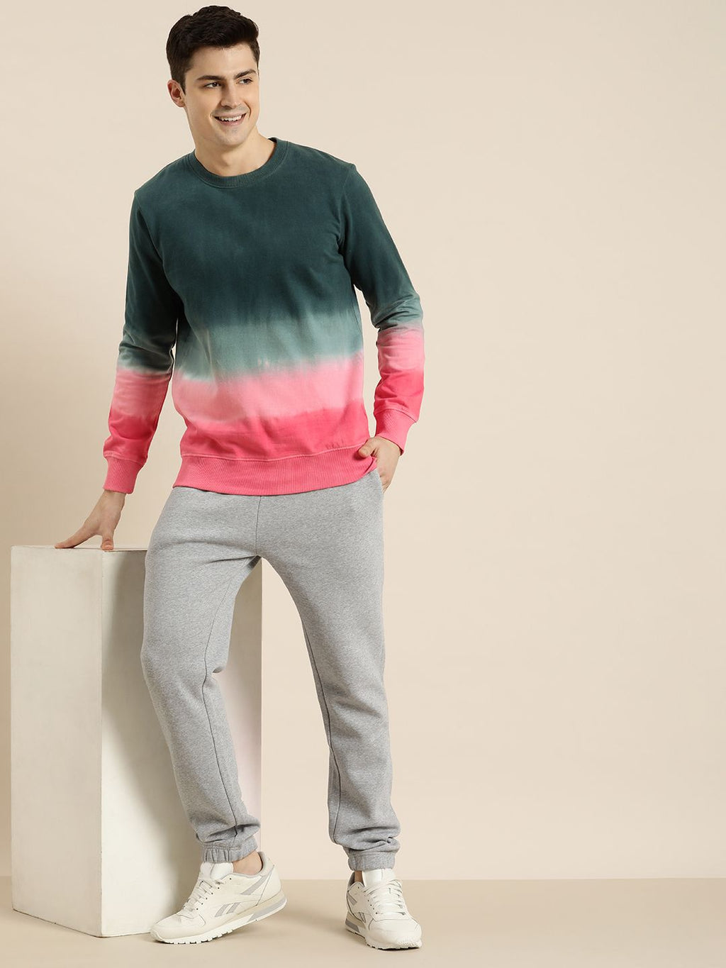  HERE&NOW Colourblocked Pure Cotton Pullover Sweatshirt