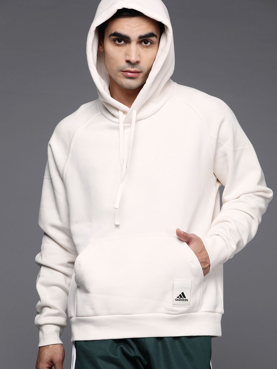  ADIDAS Men Solid Caps Hooded Sweatshirt