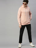  WROGN Men Pink Solid Slim Fit Hooded Sweatshirt