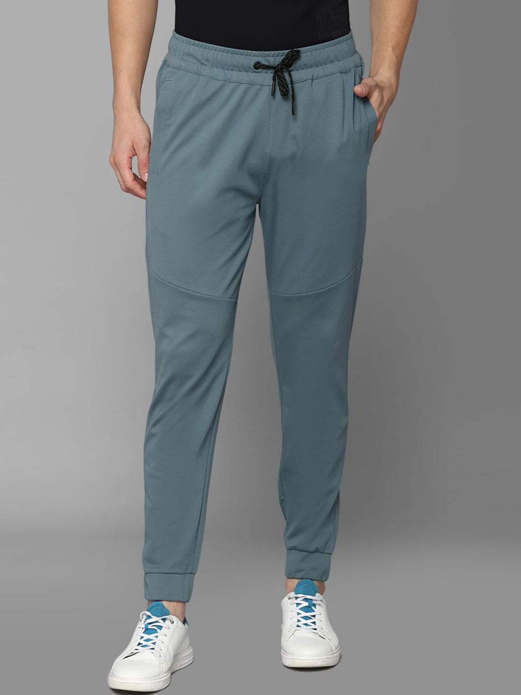  Louis Philippe ATHPLAY Men Blue Solid Slim Fit Joggers