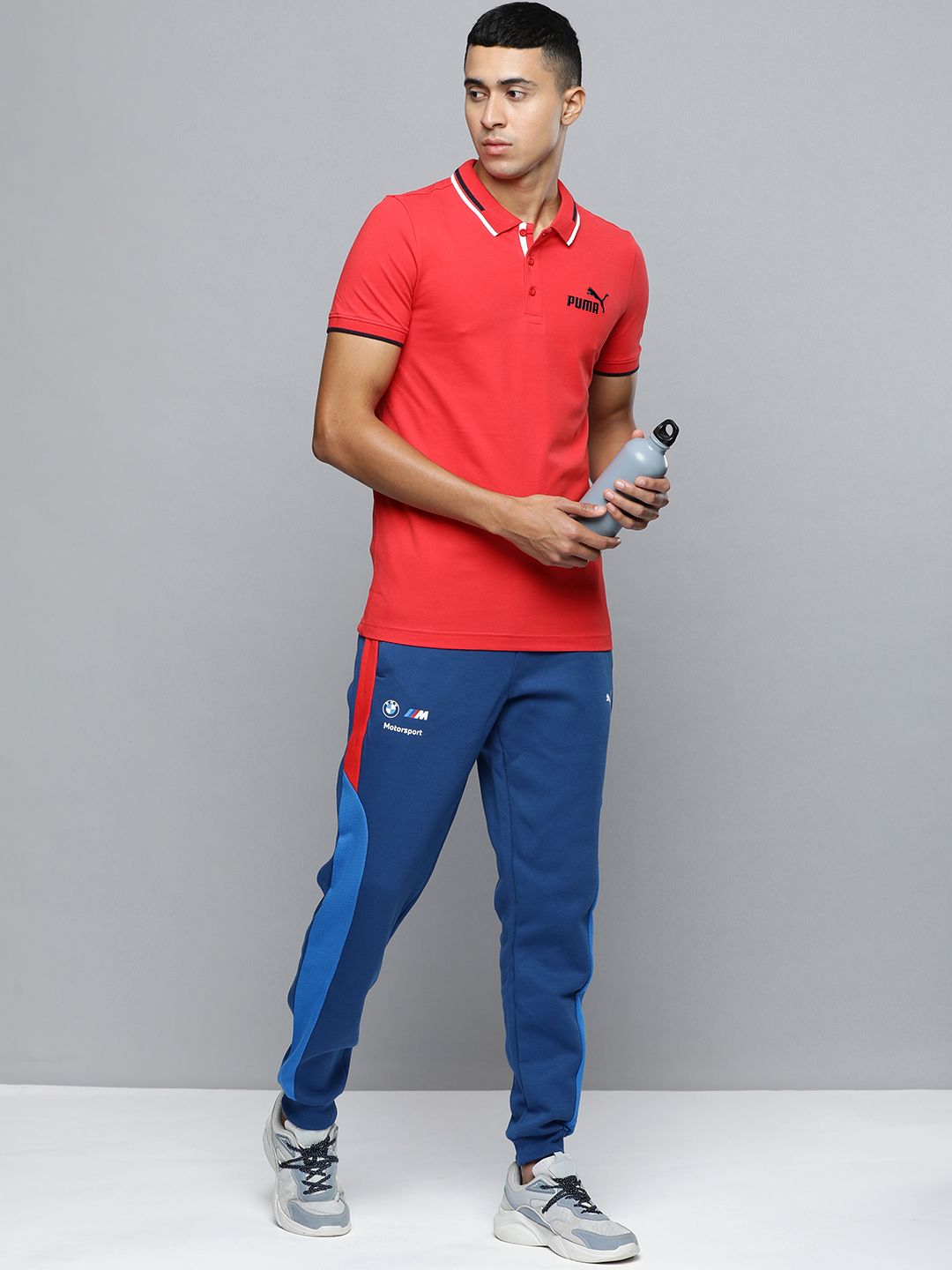  PUMA Motorsport Men Regular Fit Mid-Rise BMW Sweat Joggers With Side Taping Detail