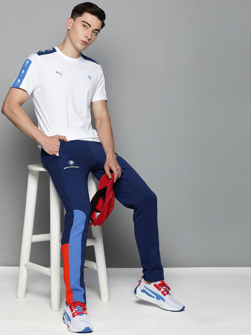  PUMA Motorsport Men Blue BMW Slim Fit Sustainable Motorsports Track Pants