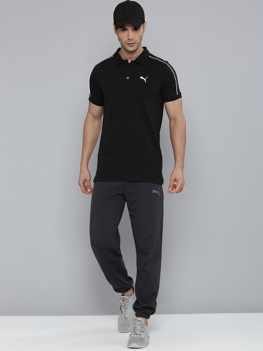  Puma Slub Slim Fit Pure Cotton Polo T-shirt With Stripe Detail On Shoulder
