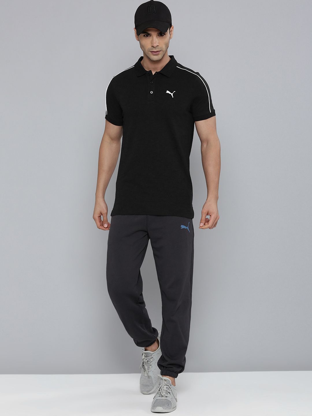  Puma Slub Slim Fit Pure Cotton Polo T-shirt With Stripe Detail On Shoulder