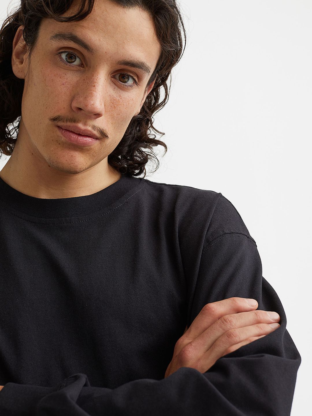  H&M Men Black Oversized Fit Cotton Top