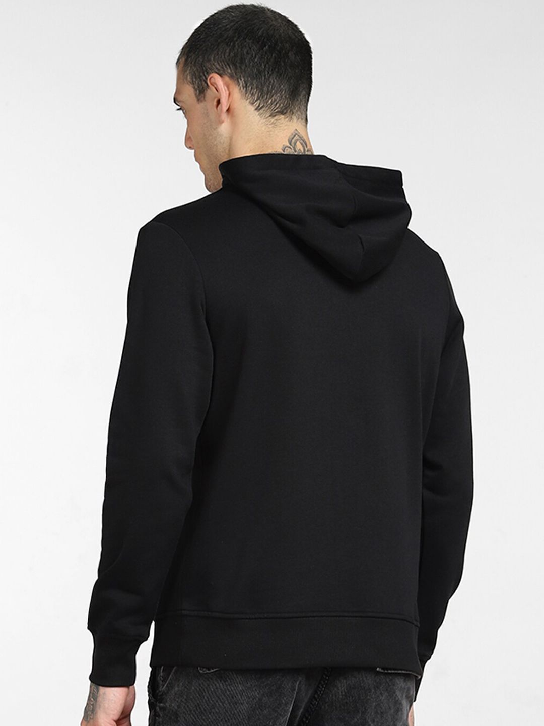  Jack & Jones Men Black Printed Hooded Sweatshirt