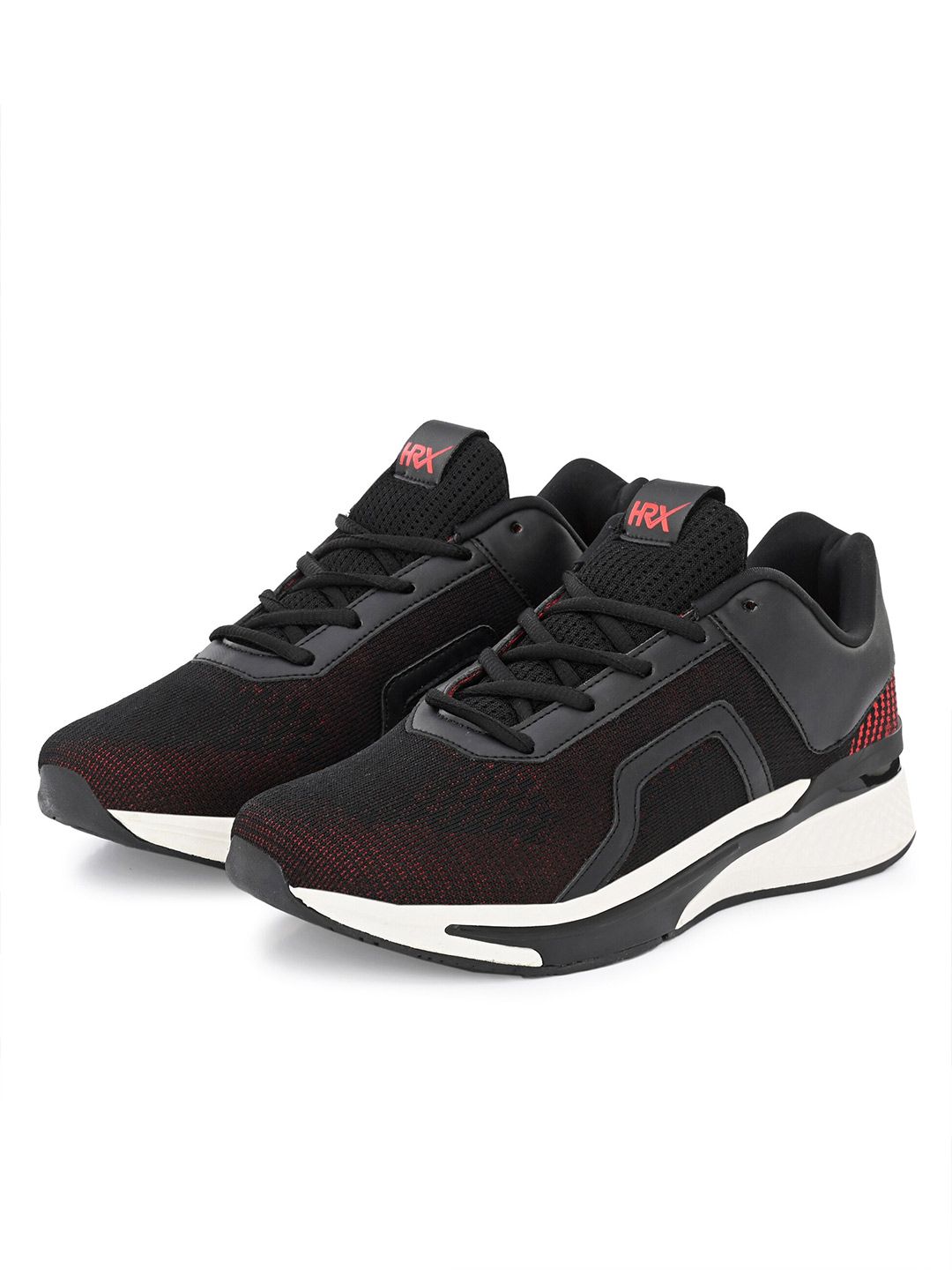  HRX By Hrithik Roshan Men Black & Red Mesh Memory Foam Non-Marking Running Shoes