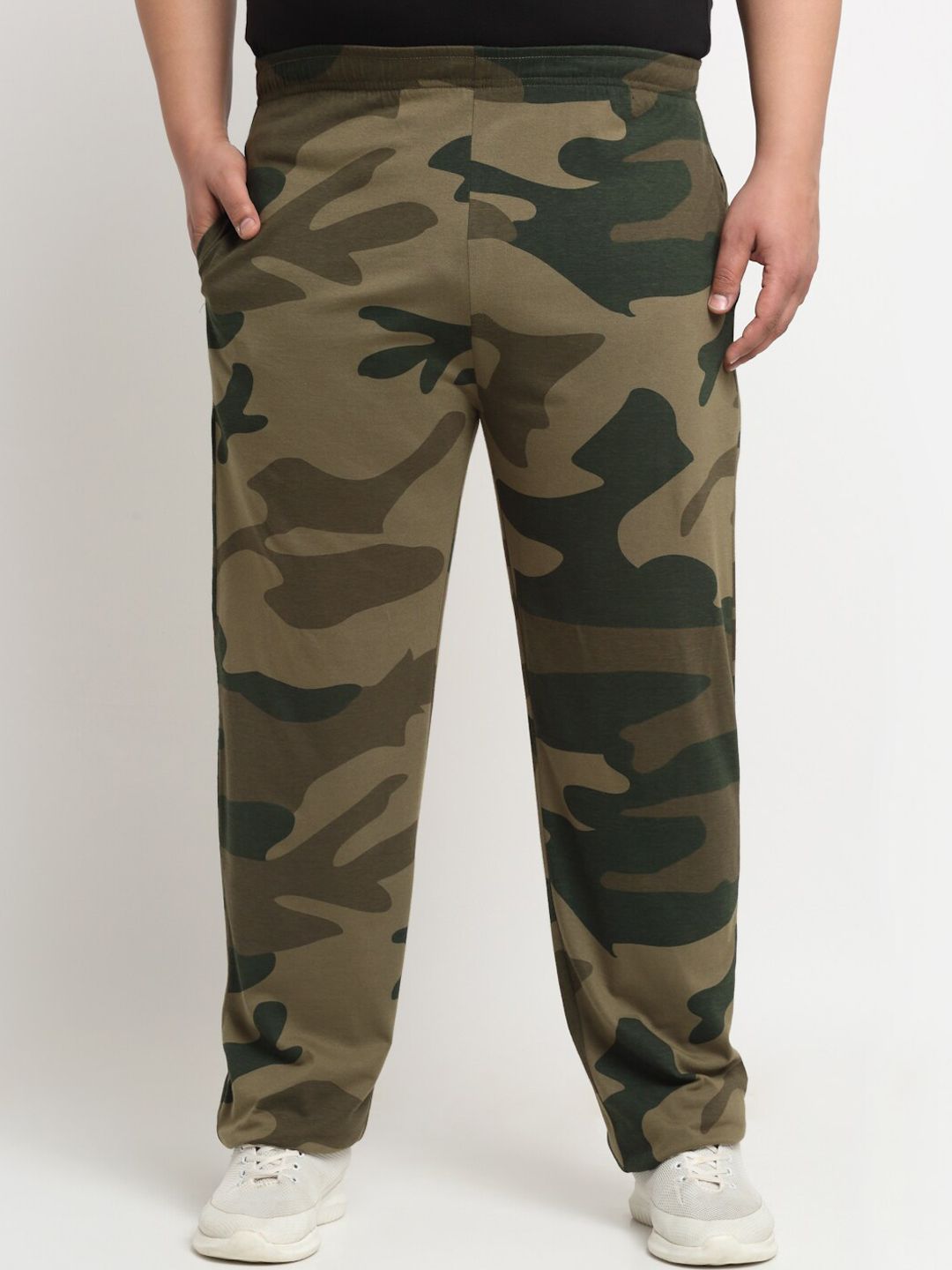  PlusS Men Plus Size Camouflage Printed Straight-Fit Cotton Track Pant
