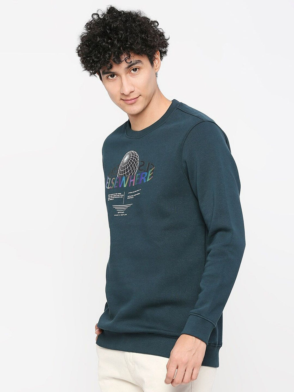  SPYKAR Graphic Printed Cotton Sweatshirt