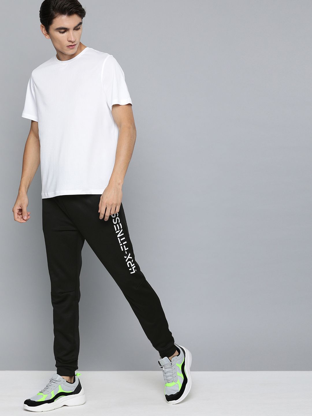  HRX By Hrithik Roshan Men Jet Black Solid Slim Fit Rapid-Dry Training Track Pants