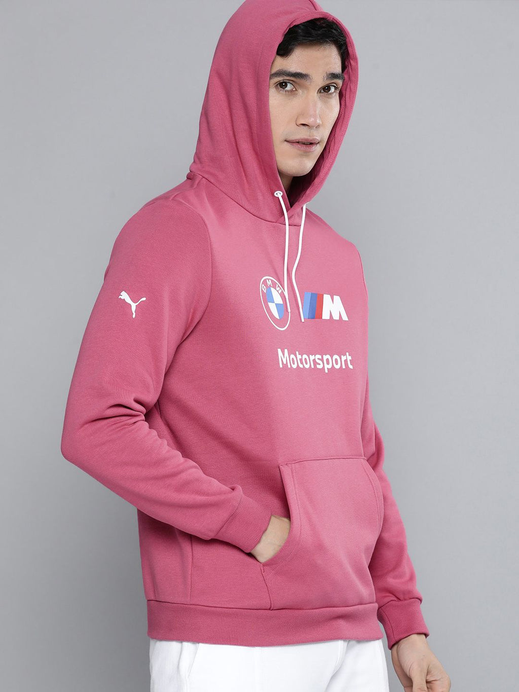  PUMA Motorsport Men Dusty Pink BMW ESS FLEECE Printed Hooded Motorsports Sweatshirt
