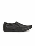  Fentacia Men Black Solid Pure Genuine Leather Formal Slip-On Shoes