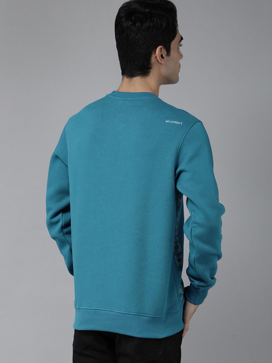  Wildcraft Men Teal Blue Solid Sweatshirt