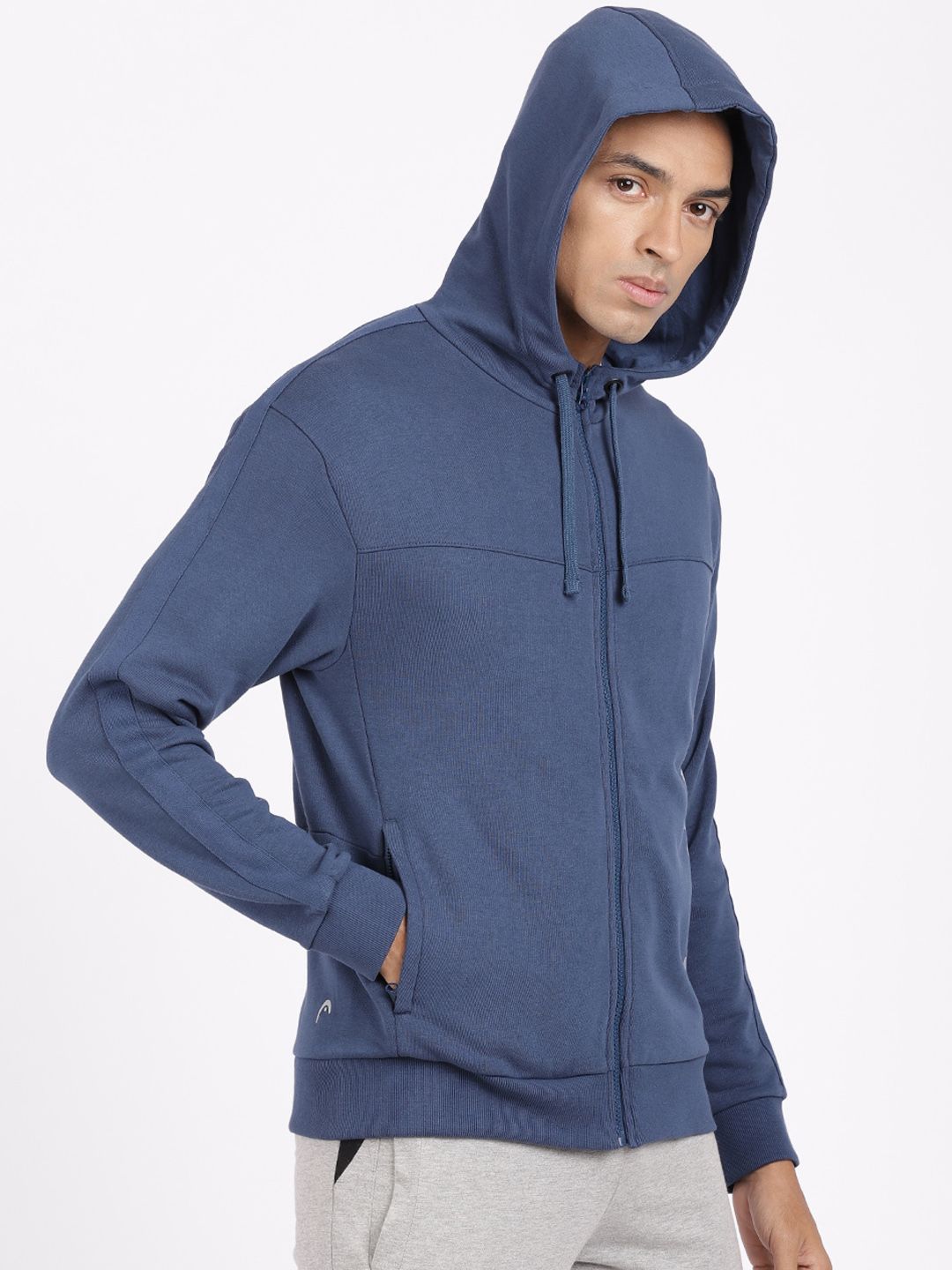  Head Men Blue Hooded Cotton Sports Sweatshirt