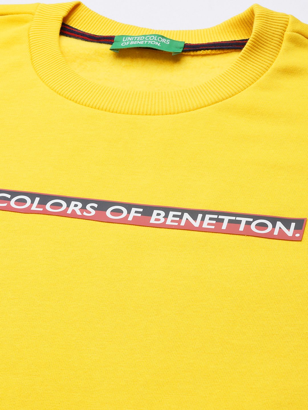  United Colors Of Benetton Men Yellow Brand Logo Print Sweatshirt
