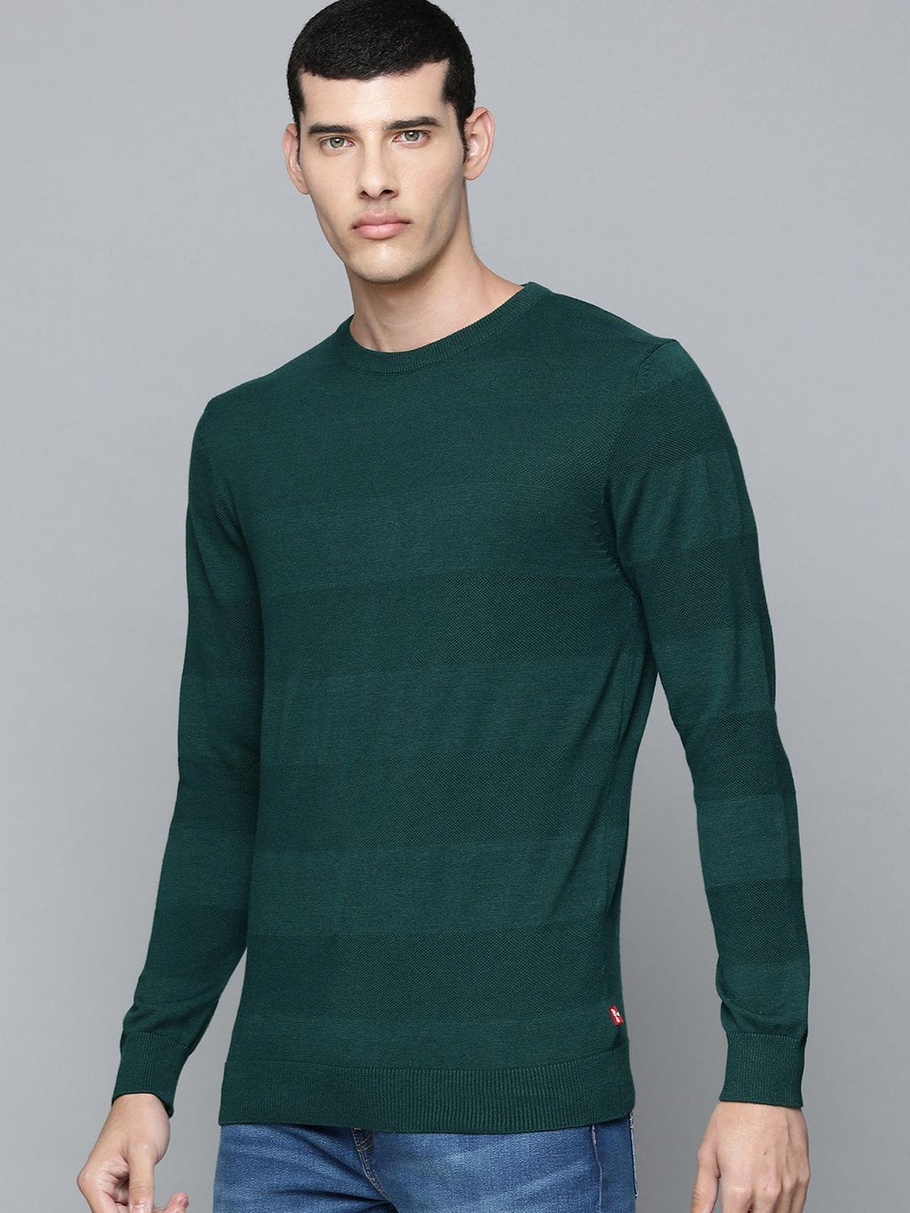 Levis Men Green Striped Sweatshirt