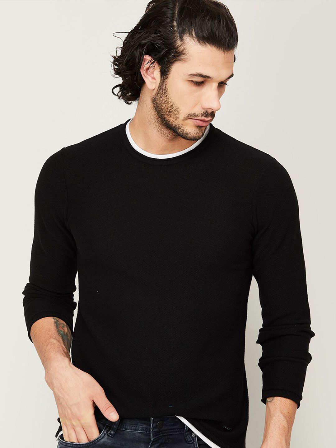  Bossini Men Black Sweatshirt