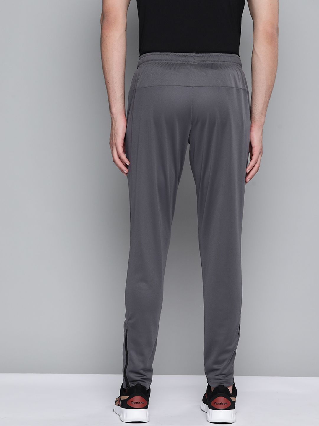  Reebok Men Charcoal Grey Solid Training Track Pants