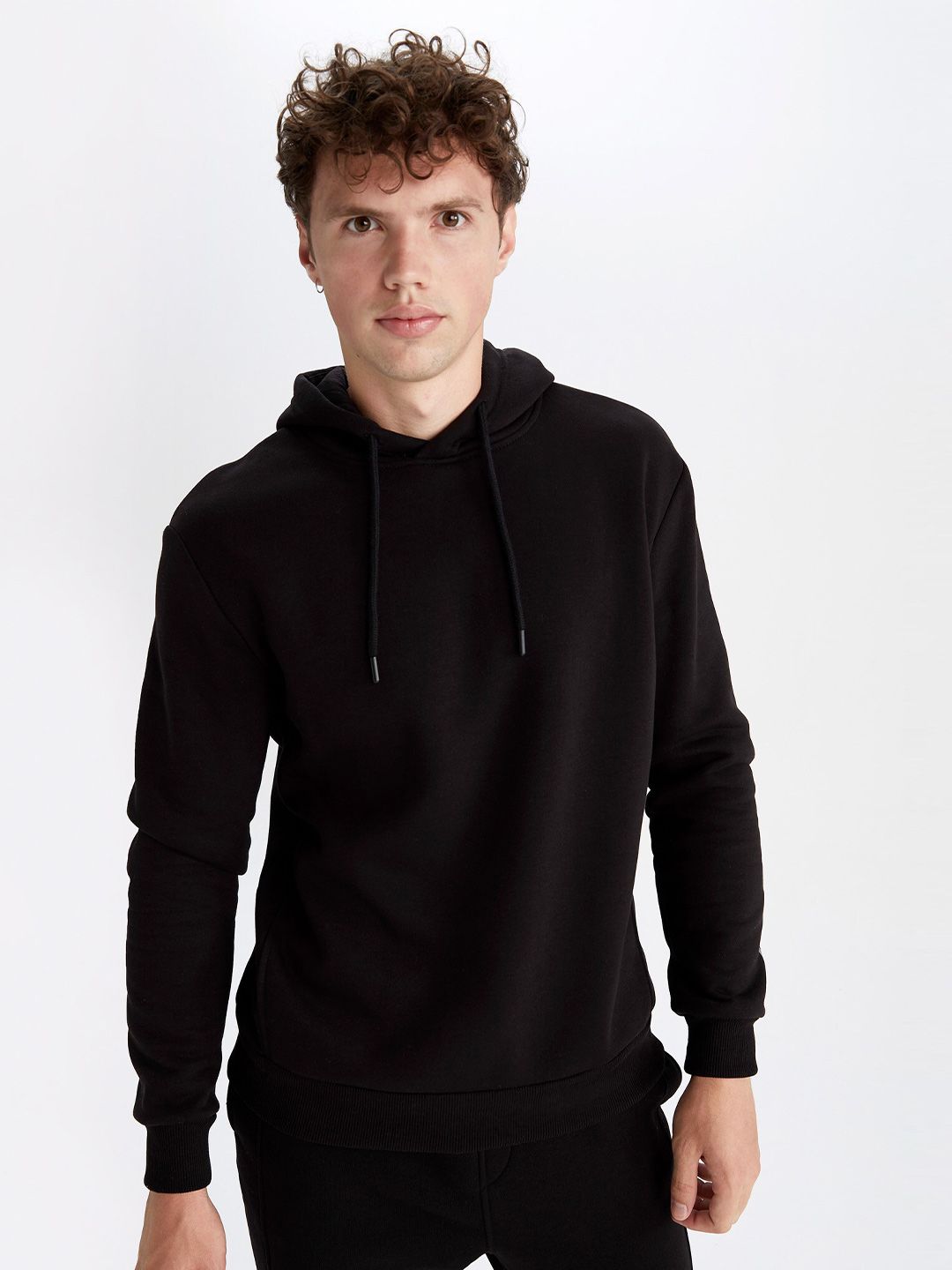  DeFacto Men Black Hooded Sweatshirt