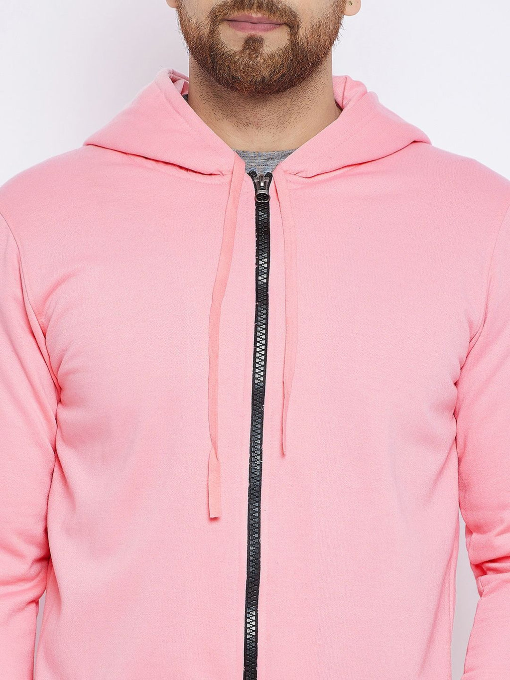  FRENCH FLEXIOUS Men Pink Solid Cotton Track Jacket