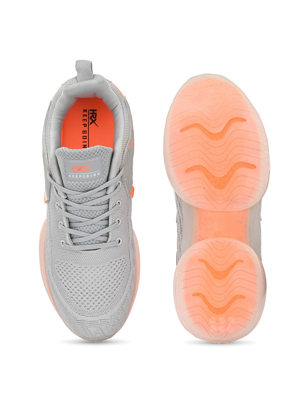  HRX By Hrithik Roshan Men Grey & Orange Mesh Non-Marking Walking Shoes