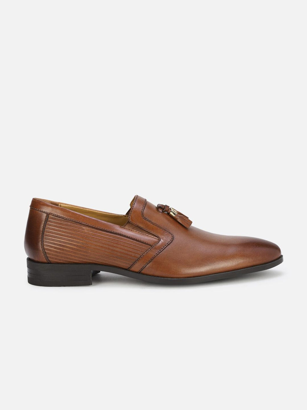  Louis Philippe Men Brown Solid Textured Formal Slip-On Shoes