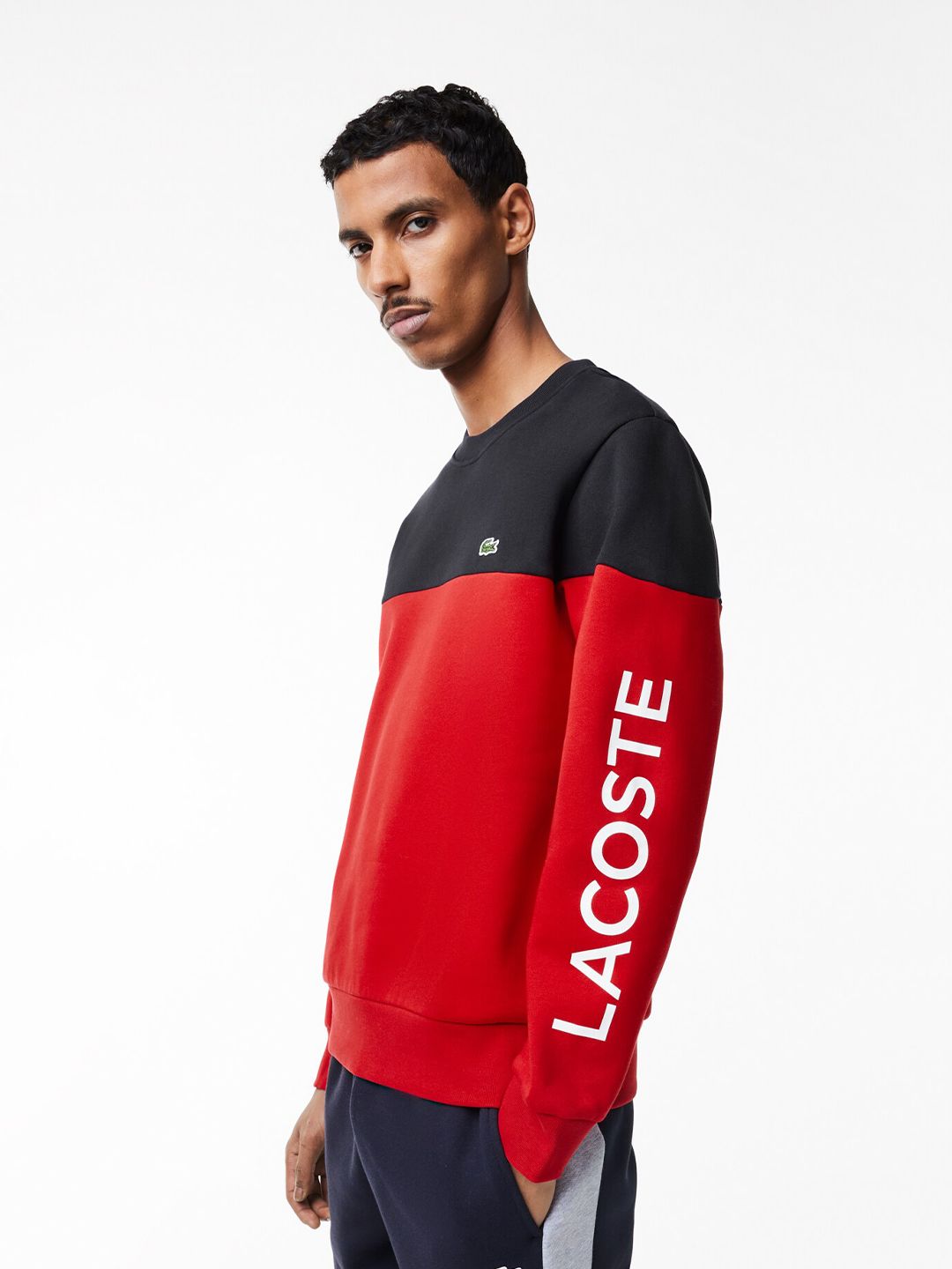  Lacoste Colourblocked Round Neck Cotton Sweatshirt