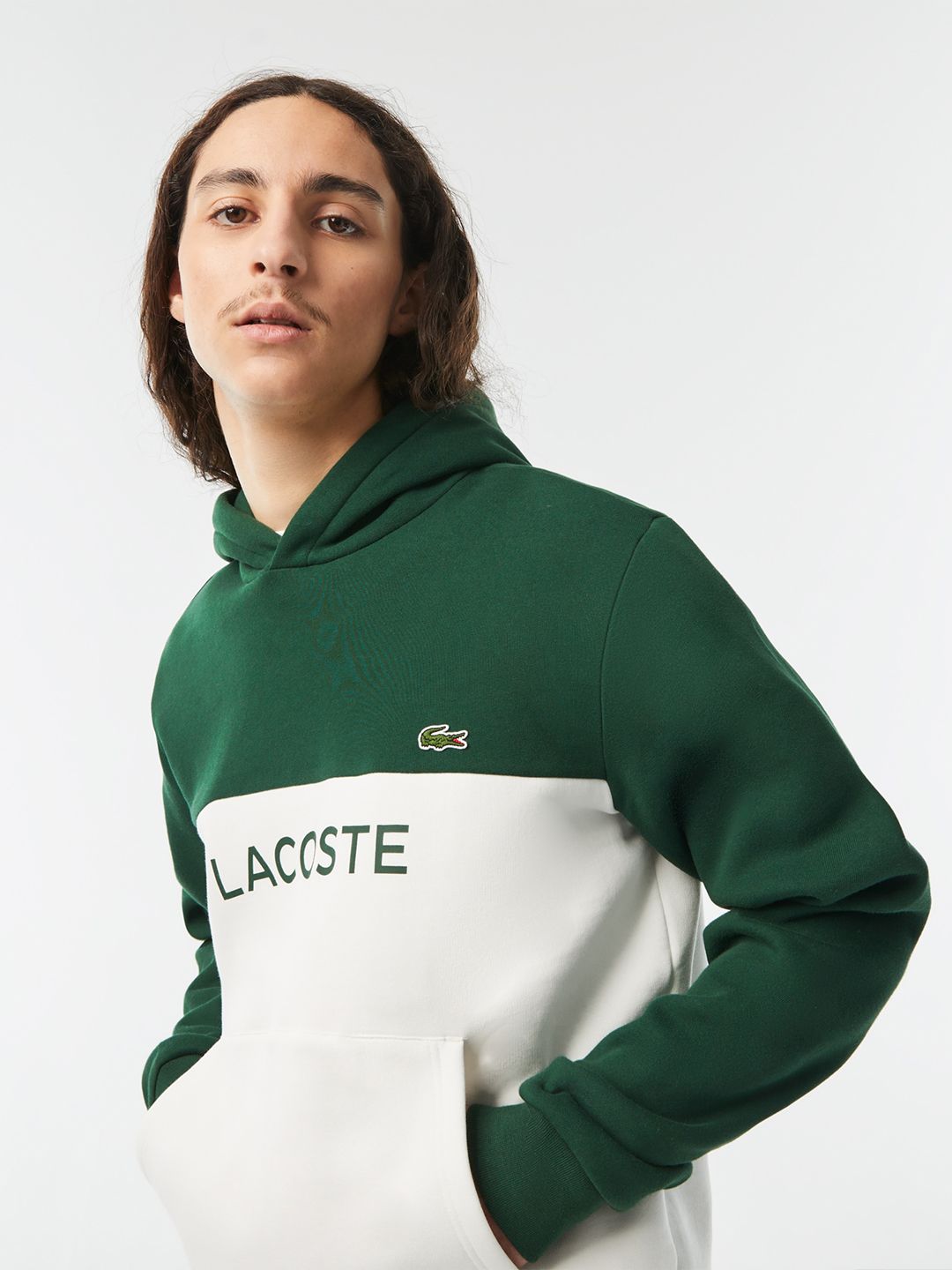  Lacoste Colourblocked Knitted Hooded Pullover Sweatshirt