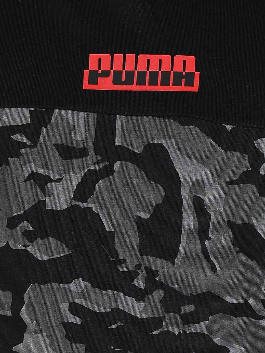  Puma Black Camouflage Printed Cotton Hooded Sweatshirt